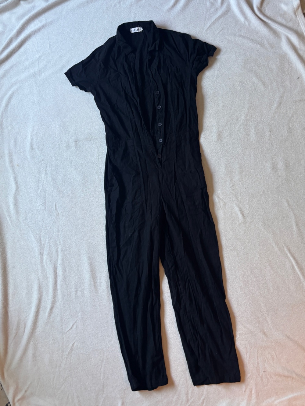LACAUSA Black Button-Front Montana Jumpsuit